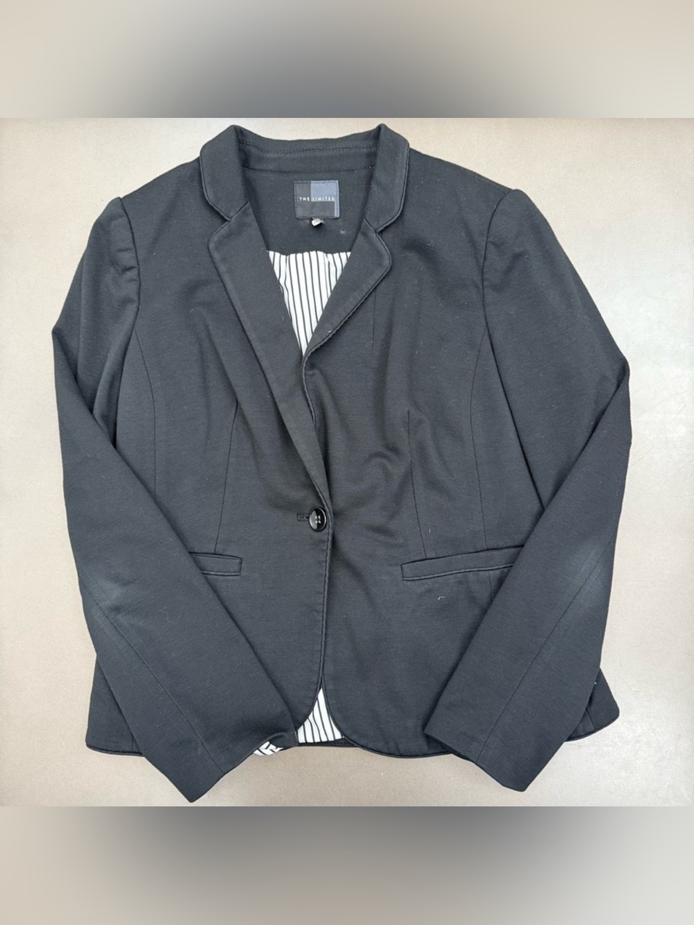 The Limited Medium Womens Black Single-Button Notch Lapel Blazer Dress Jacket B5